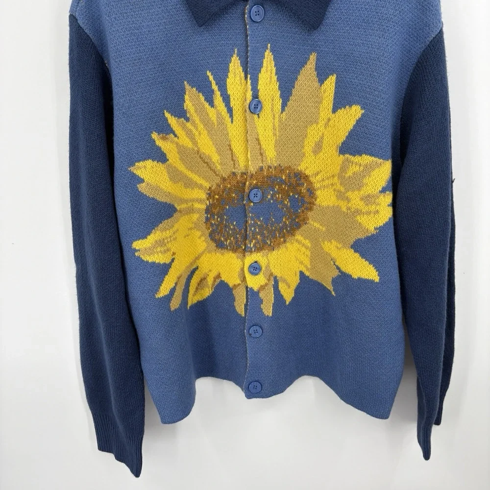 Pacsun Sunflower Cardigan Sweater Medium Indie Artsy Novelty Whimsy Twee Retro